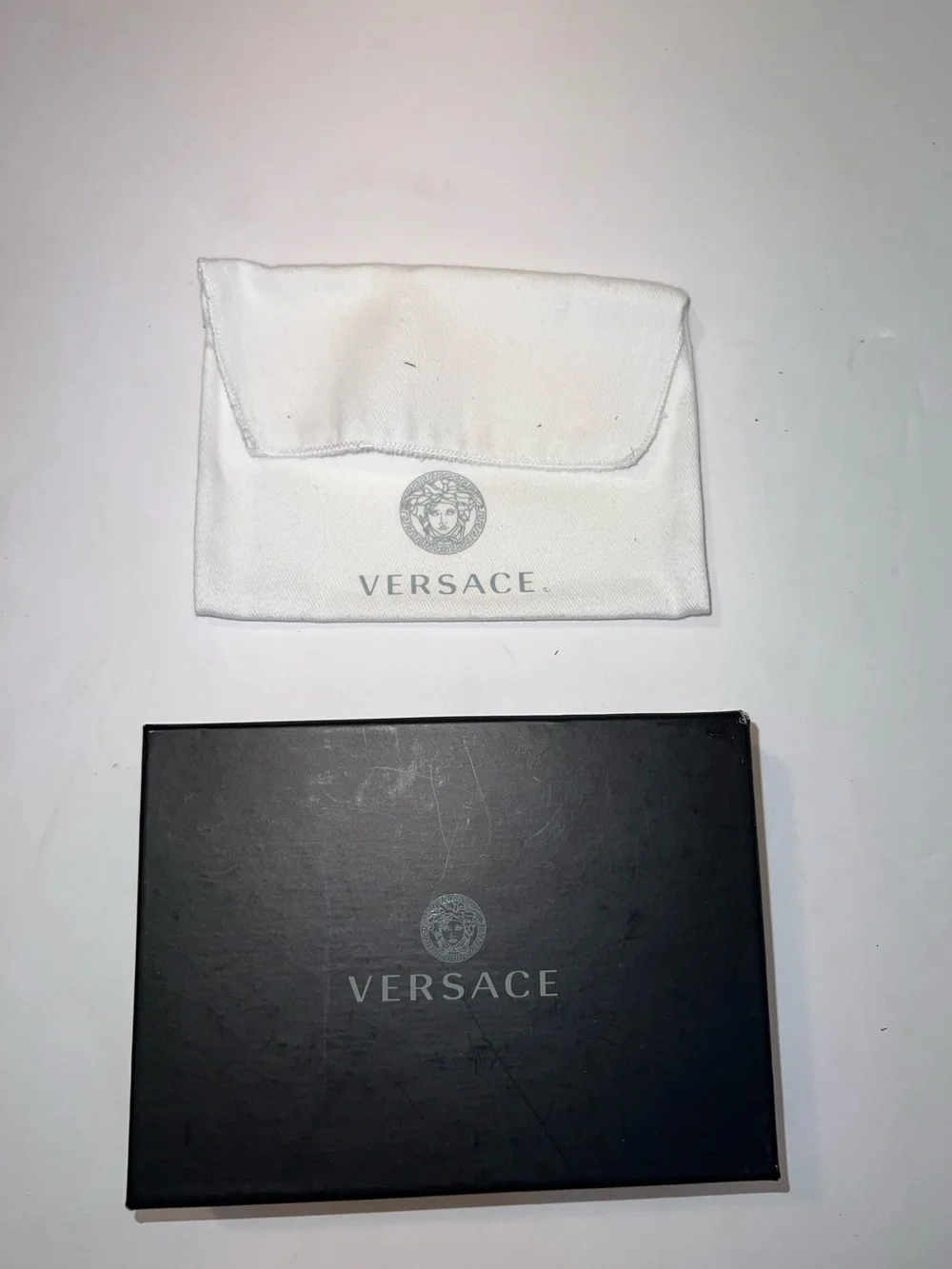 Versace Black & Gray Geometric Pattern Card Holder